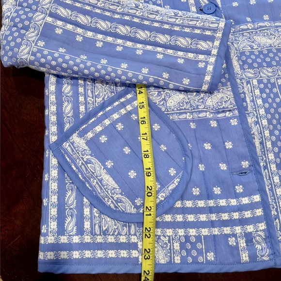 Como Vintage Blue and White Patchwork Cottagecore Quilted Chore Jacket - Picture 6 of 9